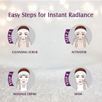 Lotus Herbals Radiant Diamond Cellular Radiance 4 In 1 Facial Kit | With Diamond Dust & Cinnamon | For Women & Men | Chemical Free| Reduce Blemishes| For All Skin Types | 4x37g