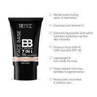 RENEE BB CREAM 7 IN 1 FACE BASE SPF 30 VITAMIN + HYALURONIC ACID 30ML