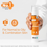 The Derma Co 1% Hyaluronic Sunscreen Aqua Gel SPF 50 PA++++ | Hydrating, Lightweight & Non-Greasy | No White Cast | Broad Spectrum & Blue Light Protection | Clinically Tested - (In-Vivo) | 50 g