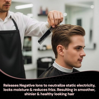 IKONIC CARBON COMB - CC-004 BLACK with Ionic Coating for Static free Styling, evenly spread out teeth and a straight top hold for easy switches between thin and thick sections of hair