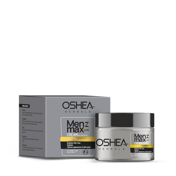 Oshea Herbals Menz Care Face Cream for Men | Brightens Skin Tone & Deeply Nourishes | Reduces Breakouts with Anti-Aging Repair | Infused with Vitamin C & Niacinamide | All Skin Types - 50g
