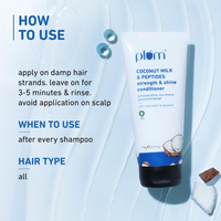 Plum Coconut Milk & Peptides Conditioner for Dull & Rough Hair | 175gm | Provides Soft, Smooth & Silky Hair I Enhances Shine, nourishes & prevents breakage | Women & Men I