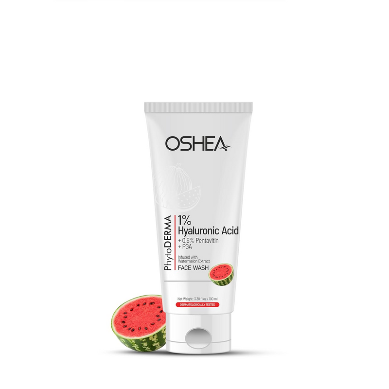 Oshea PhytoDERMA Hydrating Facewash with Watermelon Extract for Women & Men | 1% Hyaluronic Acid + 0.5% Pentavitin + PGA | Deep Cleanser with Moisture Barrier 100ml | All Skin Type