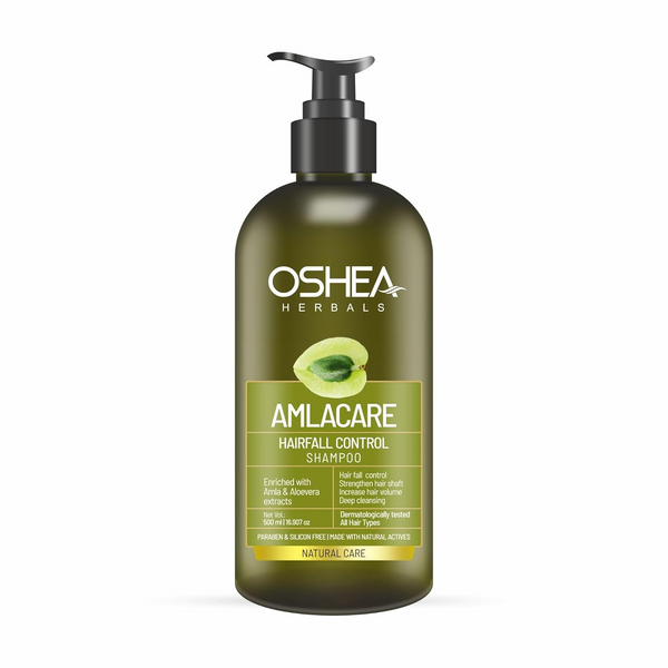 Oshea Herbals Natural Amlacare Hairfall Control Shampoo | Deep Cleansing, Increase Hair Volume with Controlled Hairfall & Strengthens Hair Shaft | Enriched with Amla & Aloe vera Extracts - 500 ml