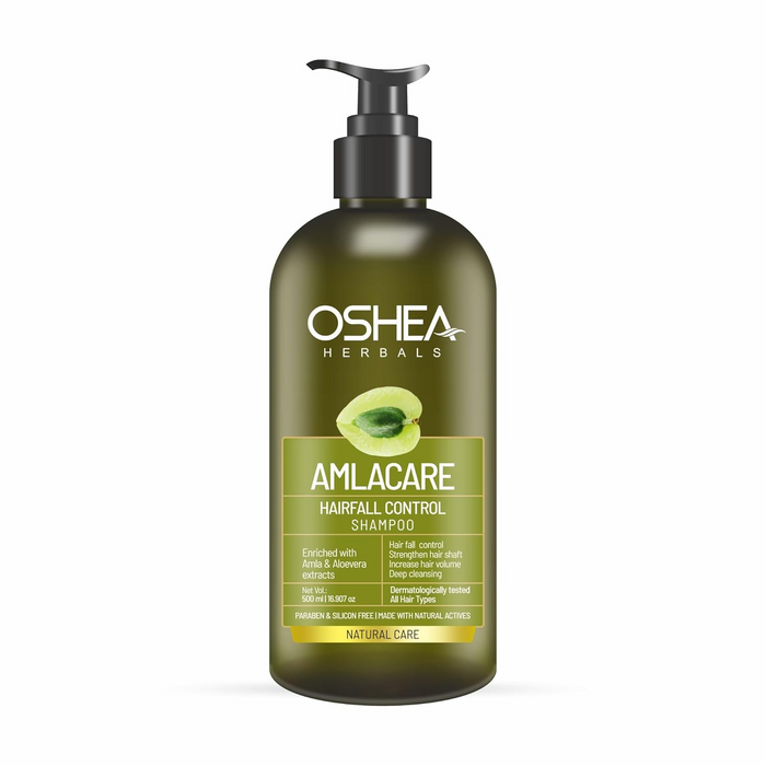 Oshea Herbals Natural Amlacare Hairfall Control Shampoo | Deep Cleansing, Increase Hair Volume with Controlled Hairfall & Strengthens Hair Shaft | Enriched with Amla & Aloe vera Extracts - 500 ml