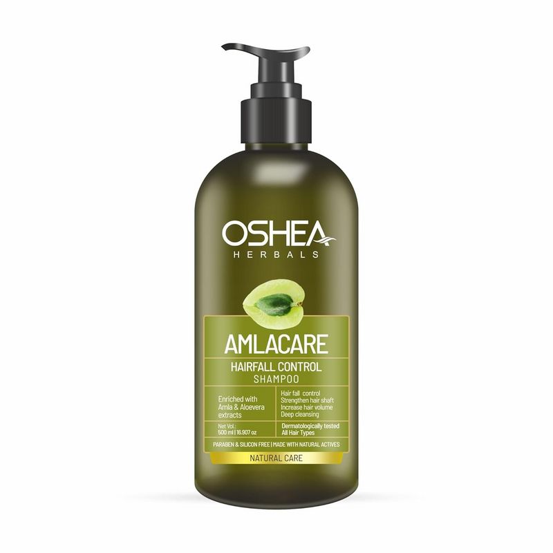 Oshea Herbals Natural Amlacare Hairfall Control Shampoo | Deep Cleansing, Increase Hair Volume with Controlled Hairfall & Strengthens Hair Shaft | Enriched with Amla & Aloe vera Extracts - 500 ml