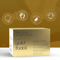 Aroma Magic 7 step Gold Facial Kit - Big Pack | Firms, Tones & Renders a healthy glowing skin | with Marigold & Rose Extracts | All Skin type | 5 Single Use kit set | Pack of 1