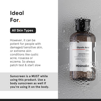 Minimalist 8% Glycolic Acid Toner For Glowing Skin | Multi-functional Exfoliating Toner With Bamboo Water for Body, Face, Underarms & Scalp | For Women & Men | 150 ml