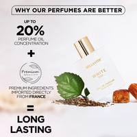BELLAVITA White Oud Long Lasting Unisex Perfume | Perfume for Man and Woman | Eau De Parfum 100ml | Orange, Patchouli, Musk | Oud, Citrus & Spicy Premium Fragrance
