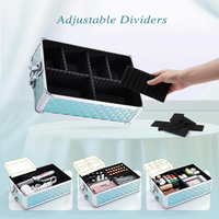 Cosmetology Case on Wheels 3 in 1 Rolling Makeup Train Case Nail Tech Makeup Organizers Storage Cart Cosmetic Trolley Travel Barber Suitcase for Make up Artist Manicure Hair Lockable