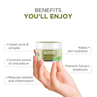 Oshea Herbals Neempure Anti Pimple Face Cream for Women & Men | Hydrating & Controls Excessive Sebum | Reduces Pimples with Inflammations | Enriched with Neem & Willow Bark Extracts | Oily Types - 50g