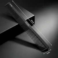 IKONIC CARBON COMB - CC-004 BLACK with Ionic Coating for Static free Styling, evenly spread out teeth and a straight top hold for easy switches between thin and thick sections of hair