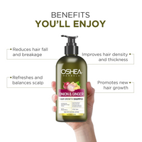 Oshea Herbals Natural Hair Growth Shampoo for Men & Women | Deep Nourishment, Promotes Hair Growth with Controlled Hairfall | Enriched with Onion Bulb & Ginger Extract - 500 ml