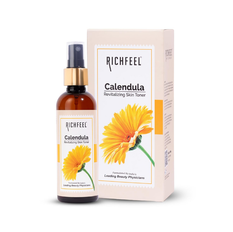 Richfeel Calendula Revitalising Skin Toner | Power of Soothing Calendula Extracts | For skin prone to Acne & Blemishes | Physician Formulated | 80 Ml