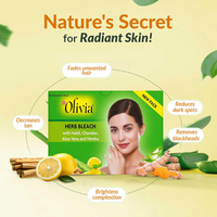 Olivia Herb Bleach for Sensitive Skin 270g | With Haldi, Chandan, Aloe Vera & Lemon | Removes Tan & Fades Facial Hair | Enhances Skin Tone | Soothes & Hydrates | For Men & Women
