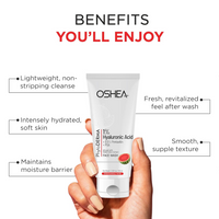 Oshea PhytoDERMA Hydrating Facewash with Watermelon Extract for Women & Men | 1% Hyaluronic Acid + 0.5% Pentavitin + PGA | Deep Cleanser with Moisture Barrier 100ml | All Skin Type