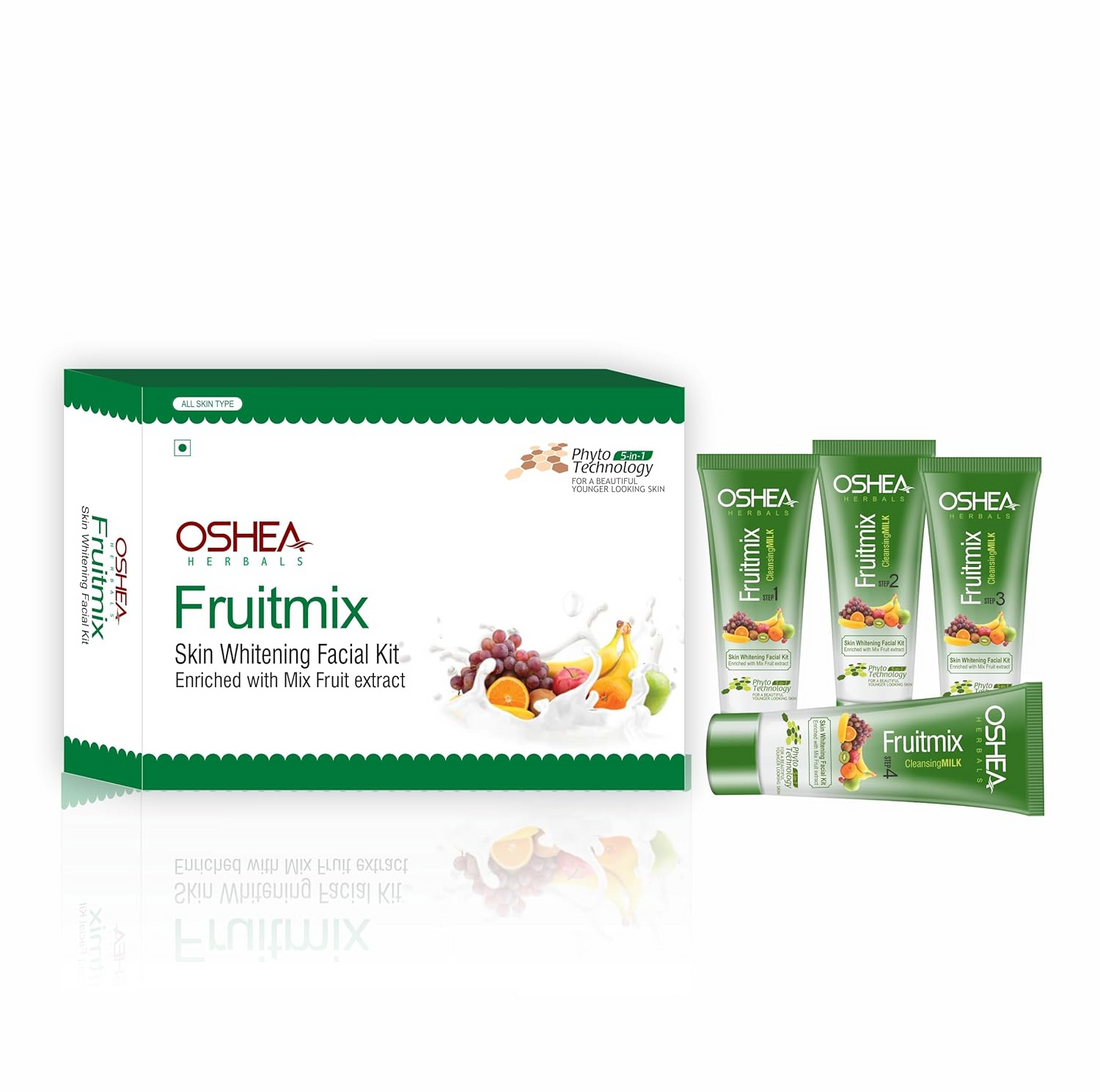 Oshea Herbals Fruitmix Skin Brightening Facial Kit for All Skin Types | Reduce Wrinkles & Nourishes Skin with Tighten Pores | Enriched with Mix Fruit Extract -64 g