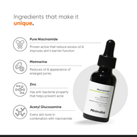 Minimalist 10% Niacinamide Serum with Zinc – Reduces Acne Marks, Controls Oil & Minimizes Pores | Vitamin B3 for Blemish-Free, Clear Skin | For Oily & Acne-Prone Skin (30 ml)