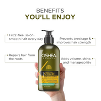 Oshea Herbals Botanical Keratin Hair Repair Shampoo | Restores Hair Protein, Reduces Breakage & Improves Texture | Enriched with Hydrolyzed Pea Protein & Provitamin-B5 500 ml