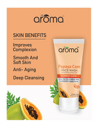 AROMA PAPAYA CARE FACE WASH | Anti Blemish | Hydrates Skin | Deep Cleansing | Enriched with Papaya extracts & Vitamin E | All Skin Types | 120gm