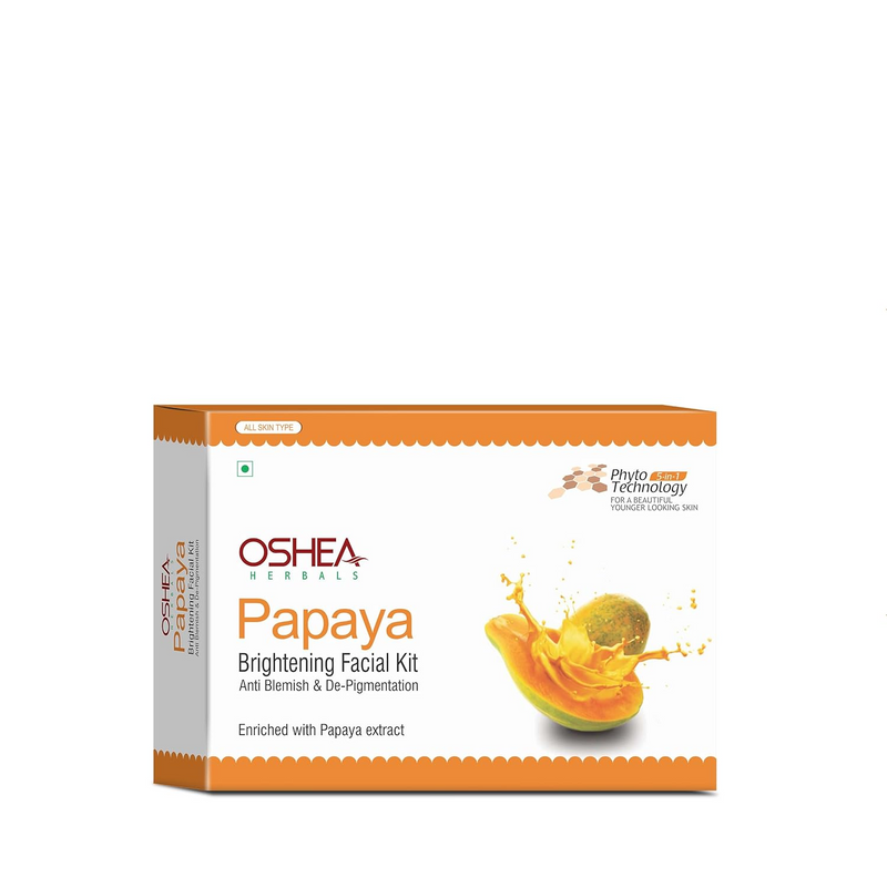 Oshea Herbals Papaya Brightening Facial Kit for All Skin Types | Reduces Blemishes & Pigmentation | Glowing Skin with Papaya Extracts 64g