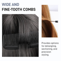 Professional 10-Piece Heat-Resistant Anti-Static Hair Styling Comb Set, Black, Unisex, Adults, All Hair Types, Plastic, For All Ages, Genders, Professionals, Personal Use