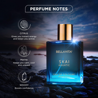 Bella Vita Luxury Skai Aquatic Unisex | Long Lasting | 100ml | Perfume for Man and Woman | Bergamot, Lavender & Patchouli | Woody & Citrus Premium Fragrance for Men and Women