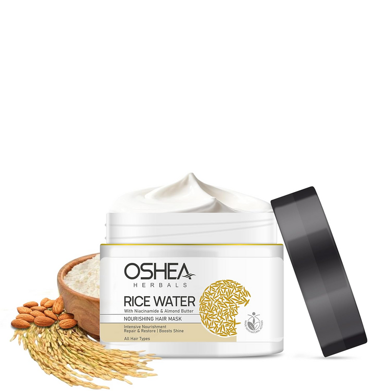Oshea Herbals Rice Water Nourishing Hair Mask for Women & Men | Deep Hydration & Strengthens Hair | Restores Shine & Reduces Breakage | Enriched with Hydrolyzed Rice Protein & Niacinamide - 200g