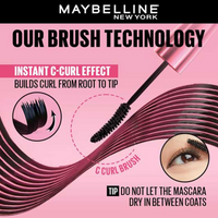 Maybelline New York Hypercurl Mascara,Highly Pigmented Colour, Long-lasting, Washable, Black 9.2ml