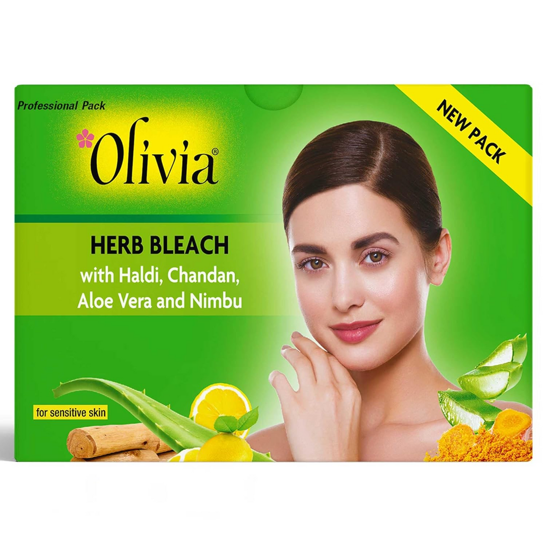 Olivia Herb Bleach for Sensitive Skin 270g | With Haldi, Chandan, Aloe Vera & Lemon | Removes Tan & Fades Facial Hair | Enhances Skin Tone | Soothes & Hydrates | For Men & Women