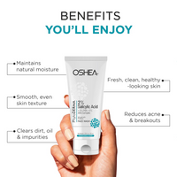 Oshea Phytoderma 2% Salicylic Acid + 2% PHA + 2% AHA Facewash for Women & Men | Care for Blackheads, Whiteheads, Acne & Congested Pores | Infused with Probiotic (100ml)