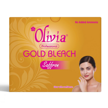 Olivia Gold Bleach 325g | Enriched with Gold Dust & Saffron | Fades Facial Hair | Enhances Skin Tone And Brightness| Reduces Dark Spots | Evens Skin Tone | Instant Glow | Gentle & Safe
