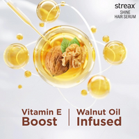 Streax Hair Serum , Hair serum for Dry & Frizzy Hair,for Women & Men, for Curly Hair, Wavy Hair, Straight Hair, Silk & Shine Vitalised with Walnut Oil 45ML