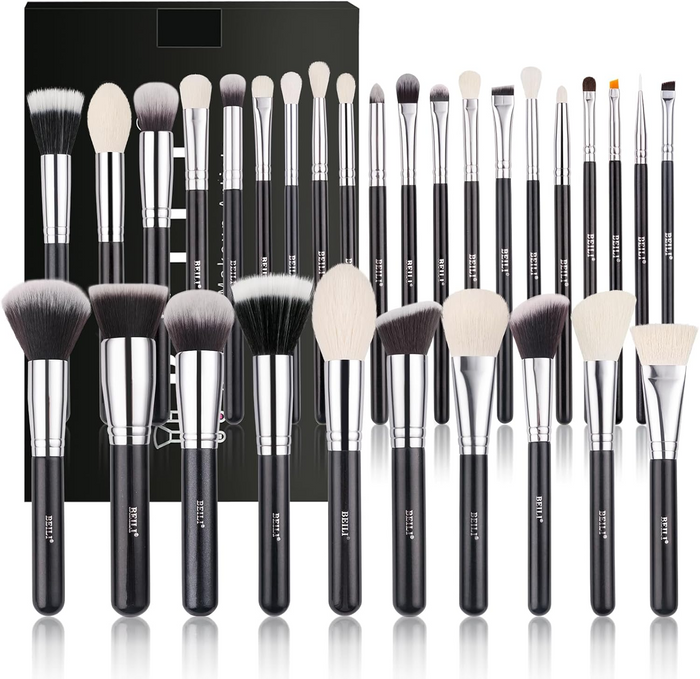 BEILI Makeup Brushes, Make Up Brush Set Professional, 30 PC Natural Goat Hair Makeup Brush Foundation Face Powder Blush Eyeshadow Brushes Concealers Eye Make Up Brush Set