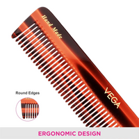 Vega Handcrafted Graduated Dressing Comb for Men & Women, Detangling, Daily Grooming | Made from Cellulose Acetate Non-petroleum Based Material from Plant, (India's No.1* Hair Comb Brand, HMC-04)
