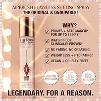 Charlotte Tilbury Airbrush Flawless Setting Spray - Ultra-Fine Hydrating Mist to Prime & Set Face Makeup For Up to 16Hr - Soothes, Blurs Pores & Calms Skin 100ML