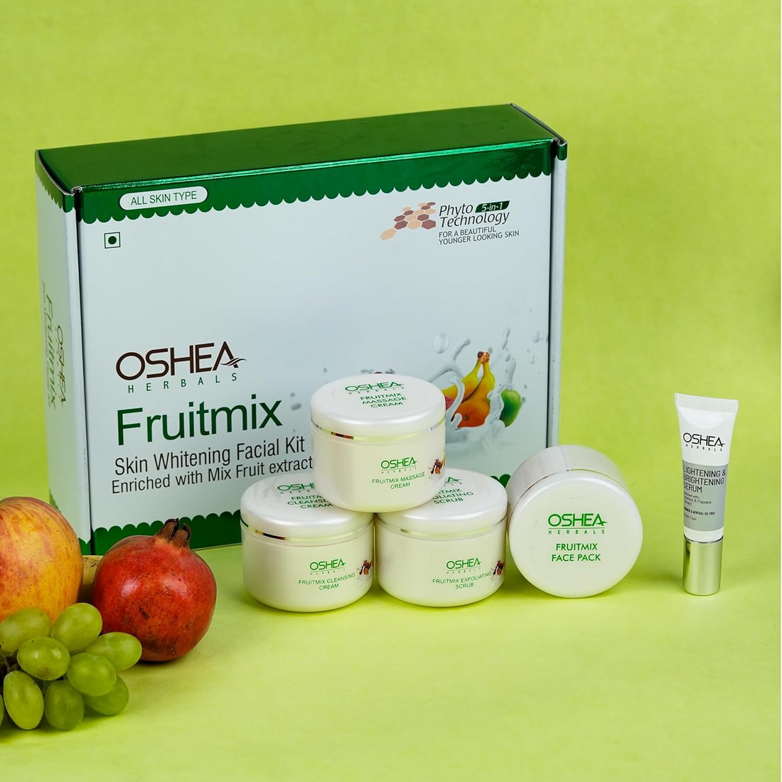 Oshea Herbals Fruitmix Skin Brightening Facial Kit for All Skin Types | Reduce Wrinkles & Nourishes Skin with Tighten Pores | Enriched with Mix Fruit Extract -209 g