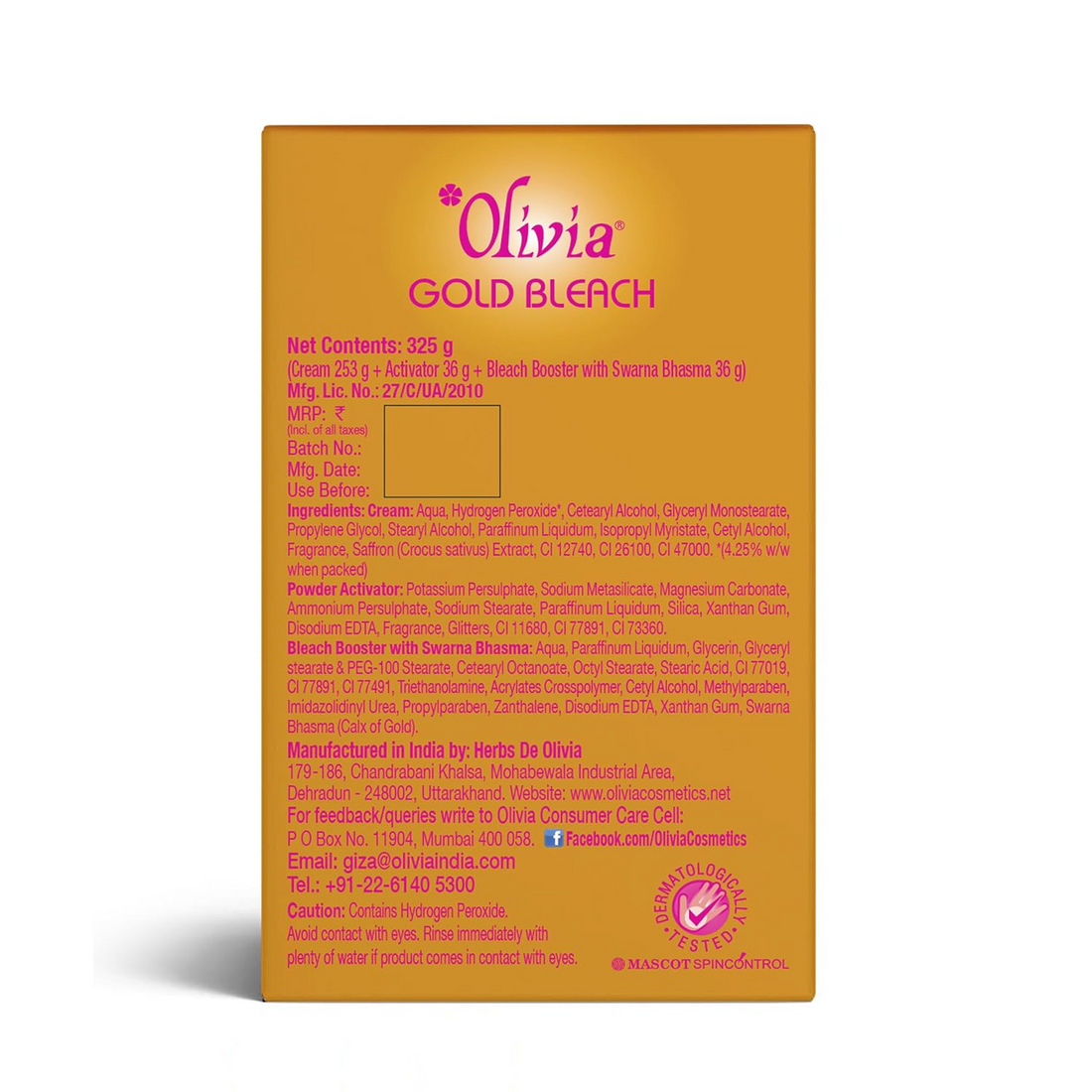 Olivia Gold Bleach 325g | Enriched with Gold Dust & Saffron | Fades Facial Hair | Enhances Skin Tone And Brightness| Reduces Dark Spots | Evens Skin Tone | Instant Glow | Gentle & Safe