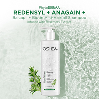 Oshea PhytoDERMA Redensyl, Anagain, Baicapil, Rootbiotec HO | Biotin Anti Hairfall Shampoo | Infused with Rosemary Extract | For Revitalizing, Volumizing & Hair Density- Perfect All Hair Types | 250ml