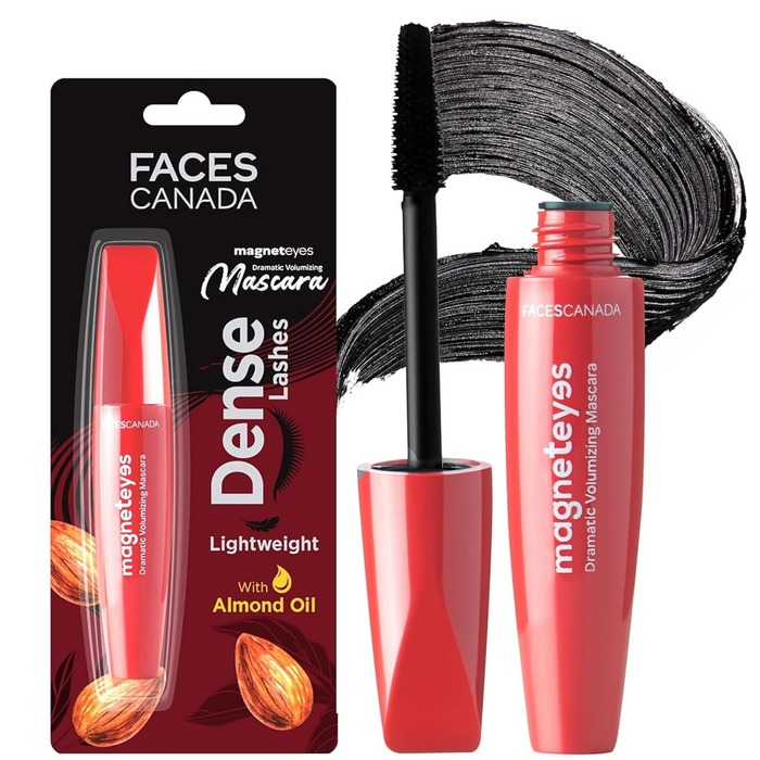FACES CANADA Magneteyes Dramatic Volumizing Mascara - Black, 9.5ml | Lightweight, Denser & Longer Lashes | Intense Black Finish | Adds Volume | Easy Wash | No Clumping | Cruelty Free