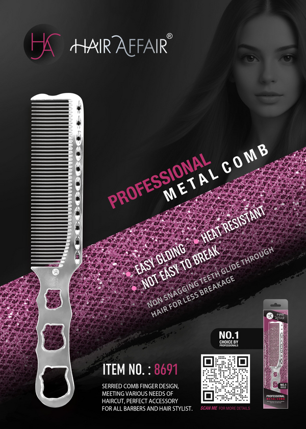 HAIR AFFAIR PROFESSIONAL METAL HANDLE COMB