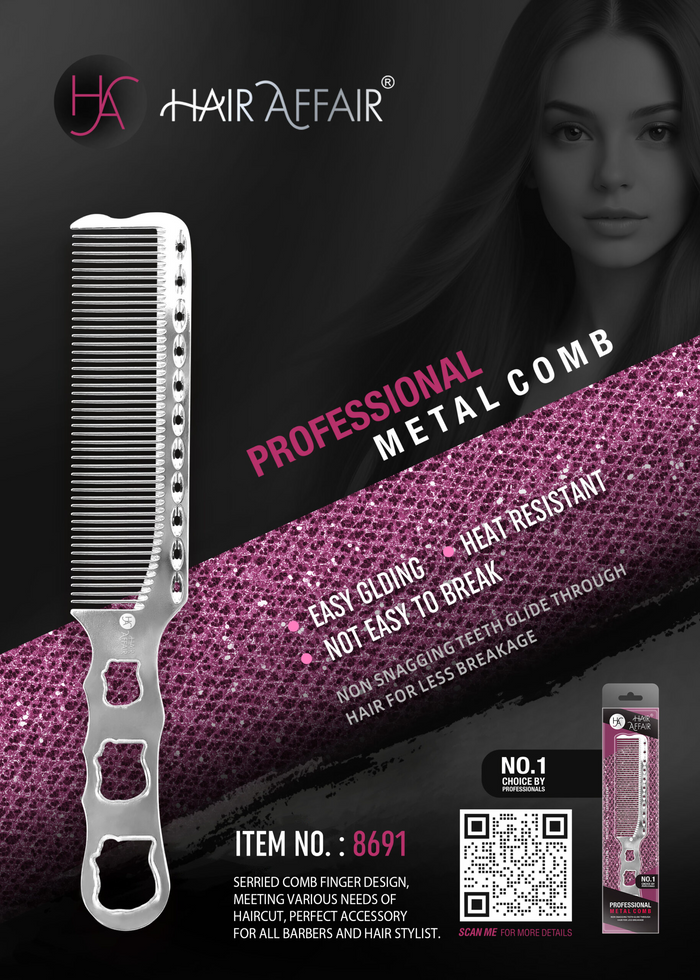 HAIR AFFAIR PROFESSIONAL METAL HANDLE COMB