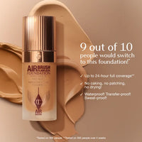 Charlotte Tilbury Airbrush Flawless Matte Foundation - Full Coverage Liquid Makeup with a Natural-Matte Finish - Smoothes & Blurs Pores - Waterproof & Transfer Resistant