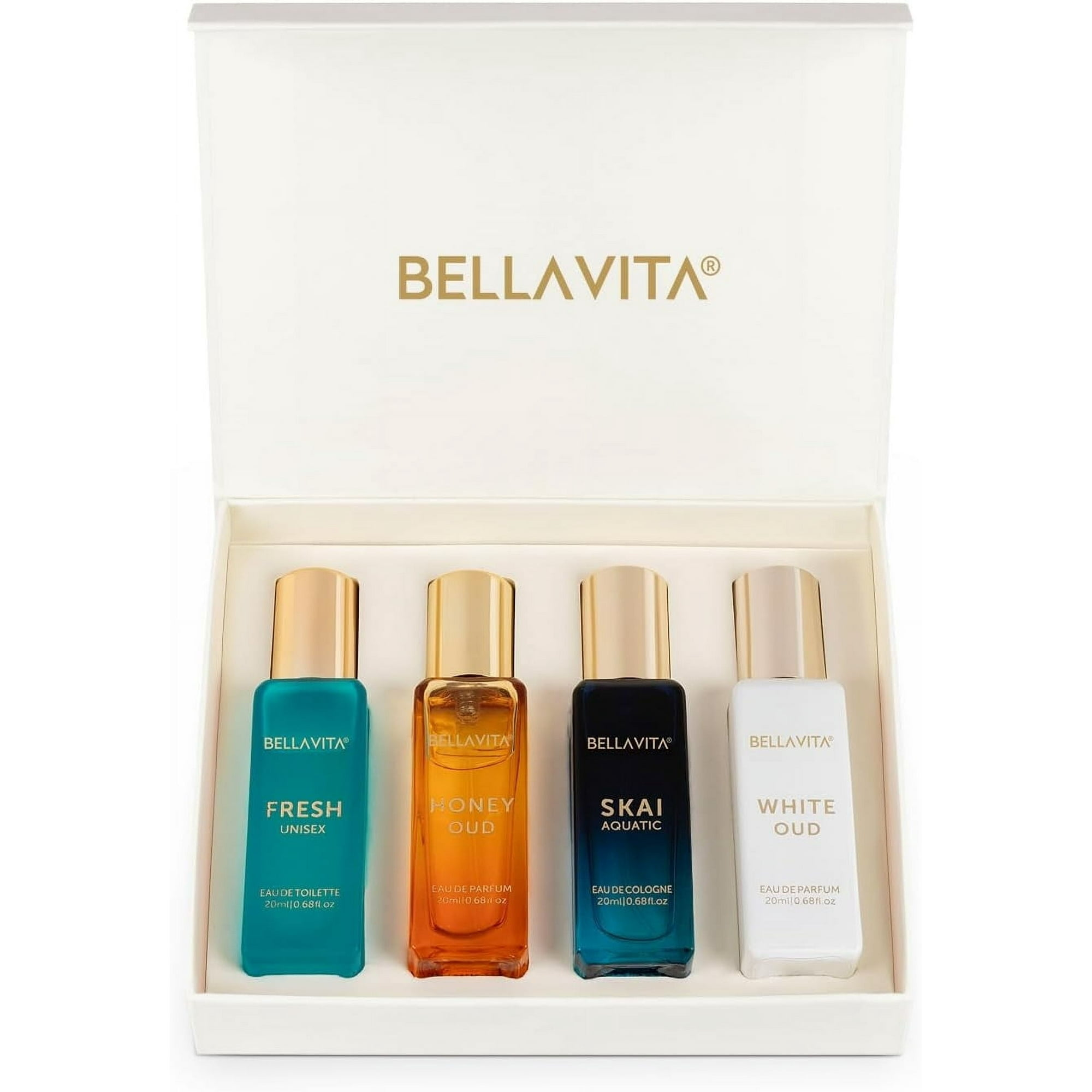 Bella Vita Luxury Long Lasting Unisex Perfume Gift Set | Perfume for Man | Gifts for Woman | 4x20ml | Woody, Aquatic & Sweet Premium Fragrance