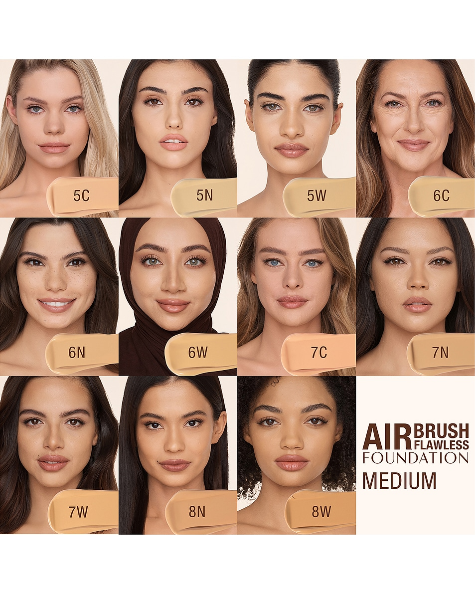 Charlotte Tilbury Airbrush Flawless Matte Foundation - Full Coverage Liquid Makeup with a Natural-Matte Finish - Smoothes & Blurs Pores - Waterproof & Transfer Resistant