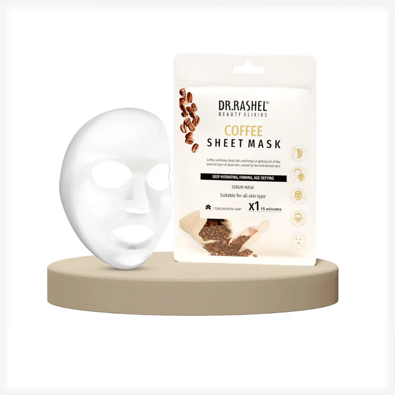DR.RASHEL Coffee Face Sheet Mask With Serum For Women and Men | All Skin Types | Soft and Healthy Skin | Deep Cleansing & Oil Control | Repairing & Nourishment | Soothing And Hydrating | Paraben Free |