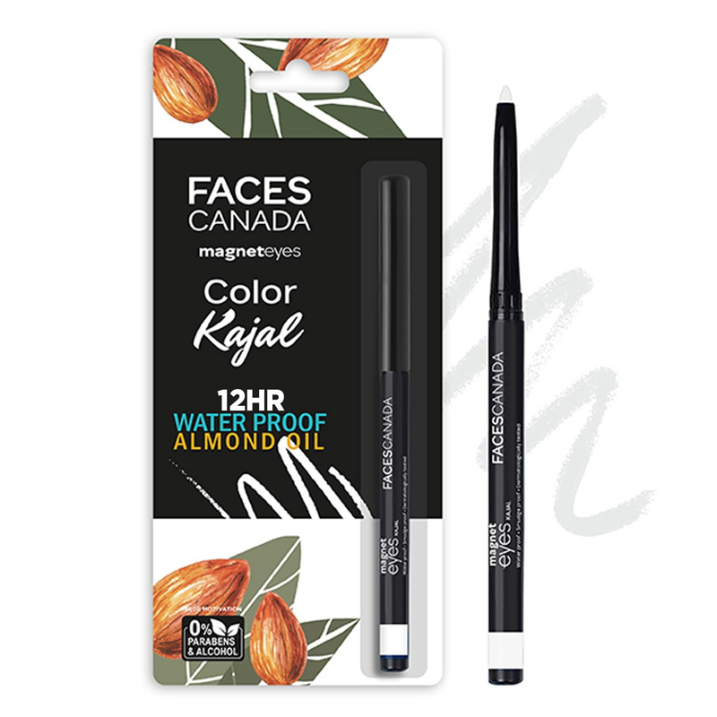 FACES CANADA MAGNETEYES COLOR KAJAL 12HR WATER PROOF ALMOND OIL-WHITE