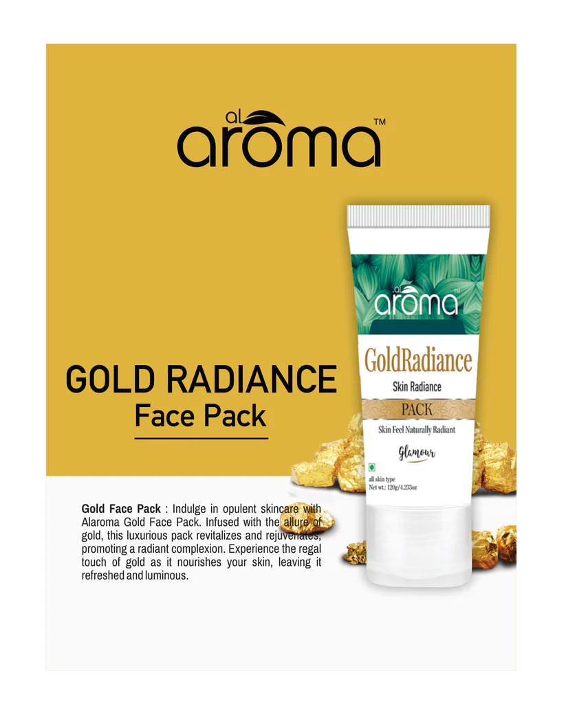 AROMA LEAFS Gold Radiance Face Pack – Luxury Glow Face Mask with Real Gold Particles 120G