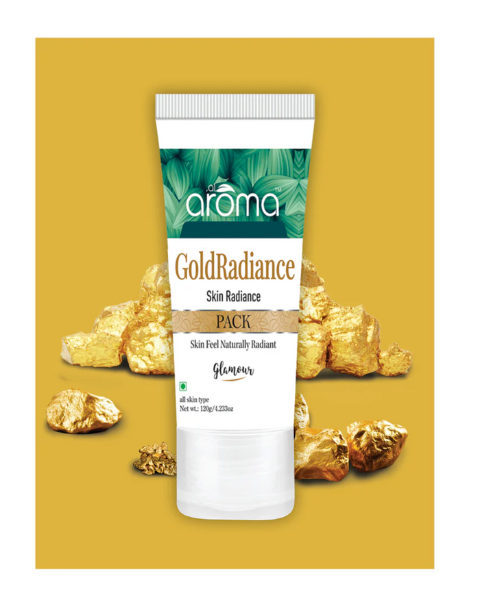 AROMA LEAFS Gold Radiance Face Pack – Luxury Glow Face Mask with Real Gold Particles 120G