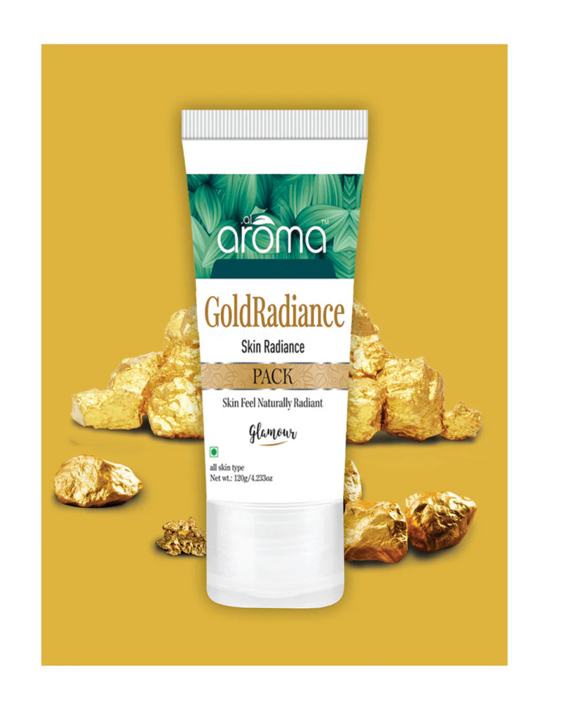 AROMA LEAFS Gold Radiance Face Pack – Luxury Glow Face Mask with Real Gold Particles 120G